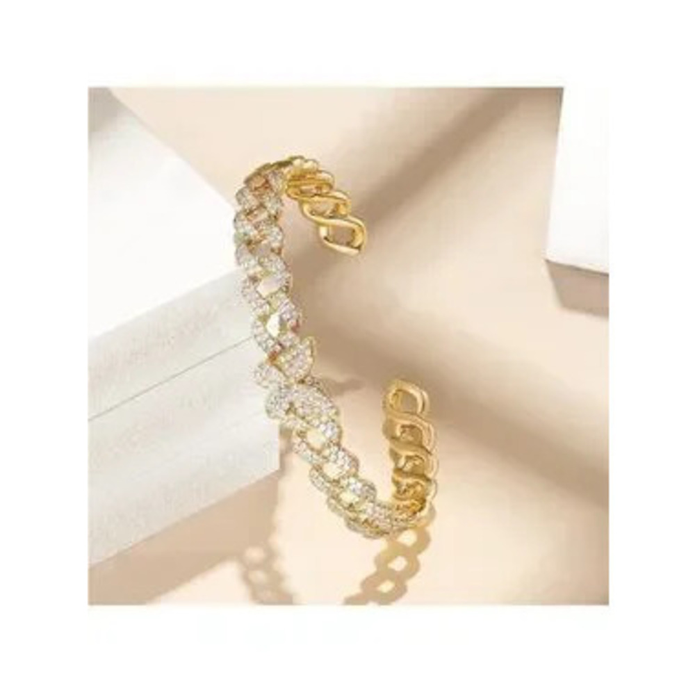 Gold 14k Gold Plated Cubic Zirconia Butterfly Cuff Bracelet